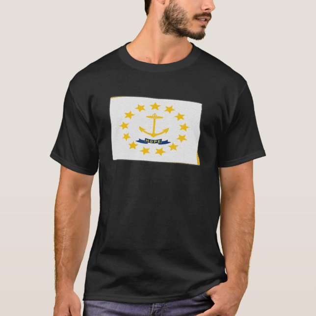 NORTH DAKOTA STATE KARTA RHODE ISLAND RI Flagga Ro T Shirt (Framsida)