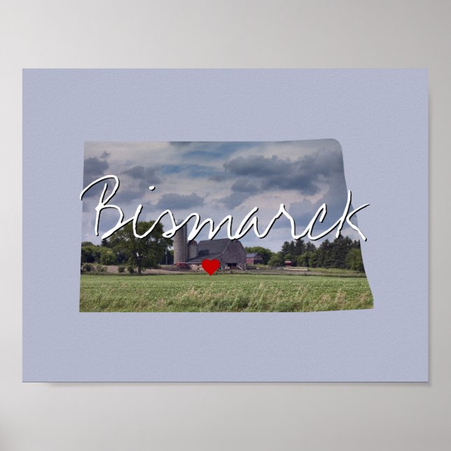 North Dakota State Photo infoga och City namn Poster (Framsidan)