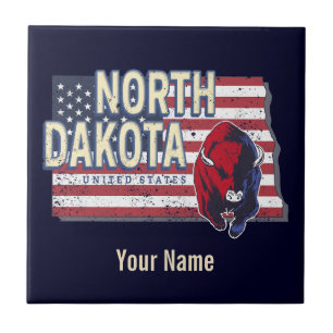 North Dakota State United Stater Retro Karta Vinta Kakelplatta
