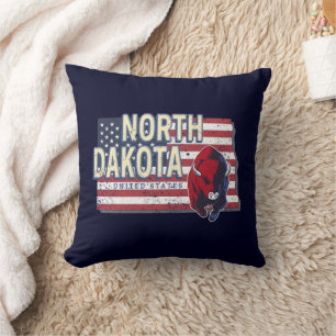 North Dakota State United Stater Retro Karta Vinta Kudde