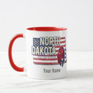 North Dakota State United Stater Retro Karta Vinta Mugg