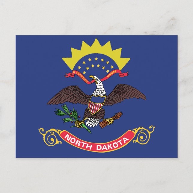 North Dakota Statens Flagga Fredsträdgården Eagle Vykort (Framsida)
