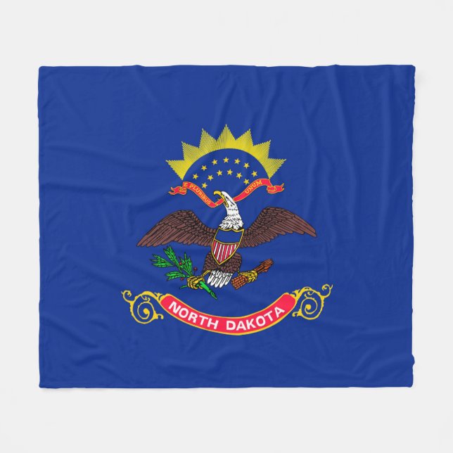 North Dakota Statlig flagga Design Fleecefilt (Framsidan (Horisontell))