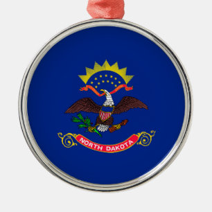 North Dakota Statlig flagga Design Julgransprydnad Metall