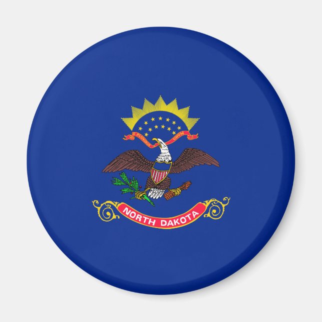 North Dakota Statlig flagga Design Magnet (Framsidan)