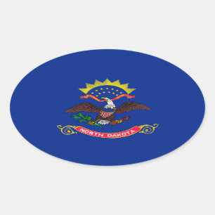 North Dakota Statlig flagga Design Ovalt Klistermärke
