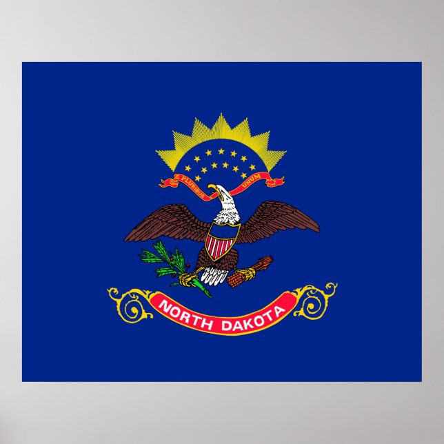North Dakota Statlig flagga Design Poster (Framsidan)