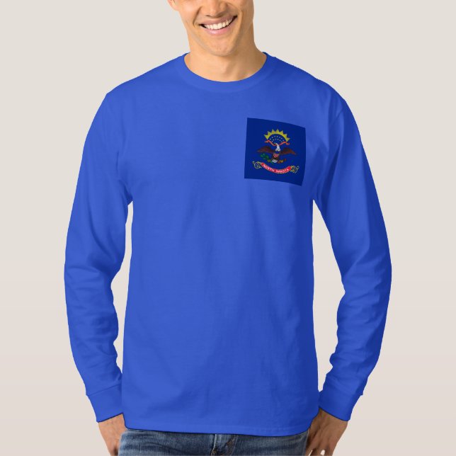 North Dakota Statlig flagga Design Tee (Framsida)