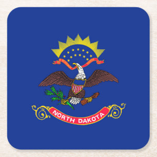 North Dakota Statlig flagga Design Underlägg Papper Kvadrat