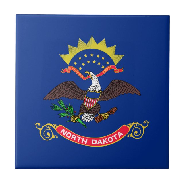 North Dakota Statlig flagga Kakelplatta (Framsidan)