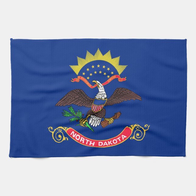 North Dakota Statlig flagga Kökshandduk (Horisontell)