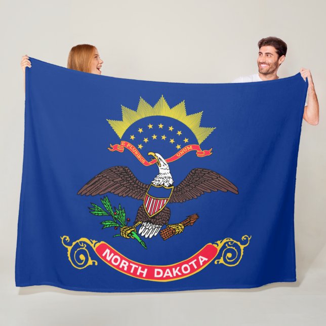 North Dakota Statlig flagga (North Dakotan) Fleecefilt (På plats)