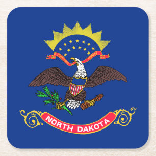 North Dakota Statlig flagga Underlägg Papper Kvadrat