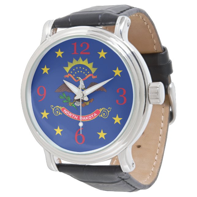 North Dakota Statlig flagga Watch-design Armbandsur (Vinklad)