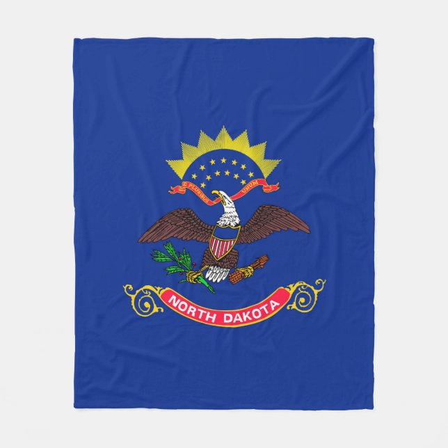 North Dakota statlig flaggadesign Fleecefilt (Framsidan)