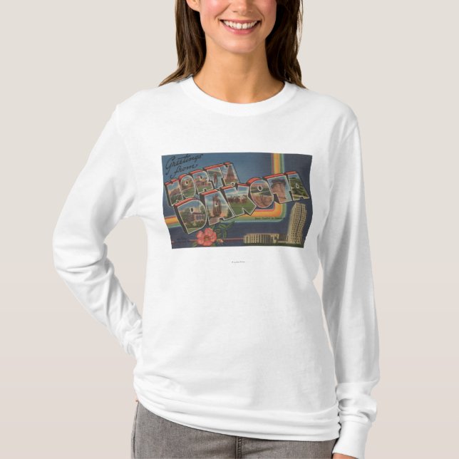 North Dakota (statlig huvudstad/blomma) Tee Shirt (Framsida)