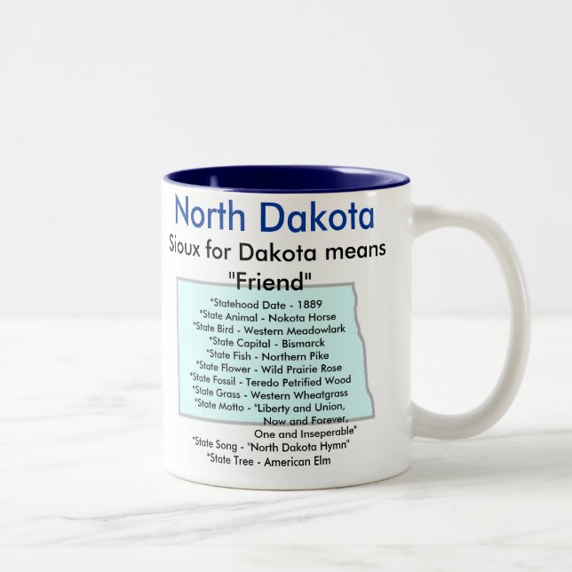 North Dakota symboler & karta Två-Tonad Mugg (Höger)