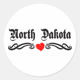 North Dakota Tattoo Runt Klistermärke