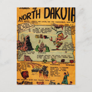 North Dakota Tecknad Bok Vykort