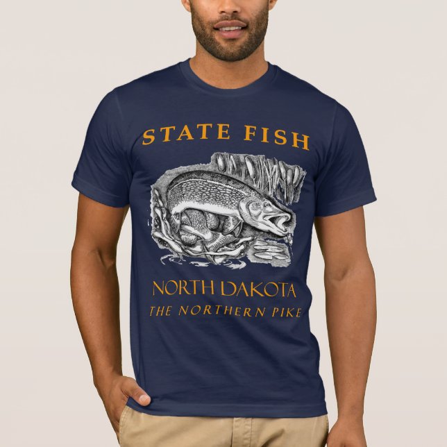 North Dakota Territory the Northern Pike Fish T Shirt (Framsida)
