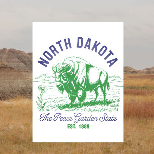 North Dakota The Peace Garden State Est. 1889 Vykort