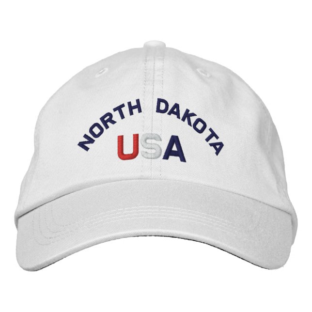 North Dakota USA Embroiderade White Hat Broderad Keps (Framsida)