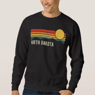 North Dakota USA Retro Sunset Stil Design Lång Ärmad Tröja