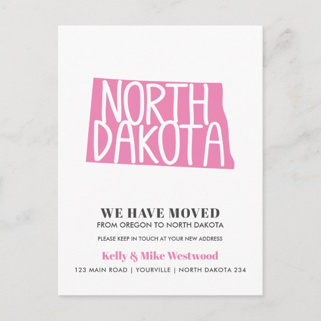 NORTH DAKOTA Vi har flyttat Nytt adress nytt hem Vykort (Framsida)