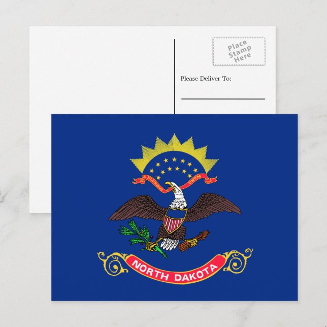 North Dakotansk flagga, Flagga för North Dakota Vykort (Fram/baksida)