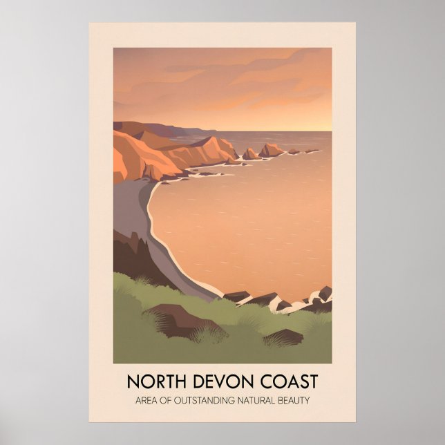 North Devon Coast AONB Resemålning Poster (Framsidan)
