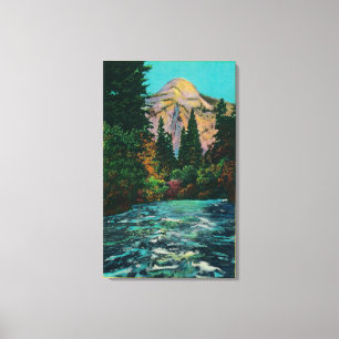 North Dome och Merced River från Lycklig Isles Canvastryck