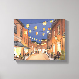 North End Italian District | Boston MA Akvarell Canvastryck