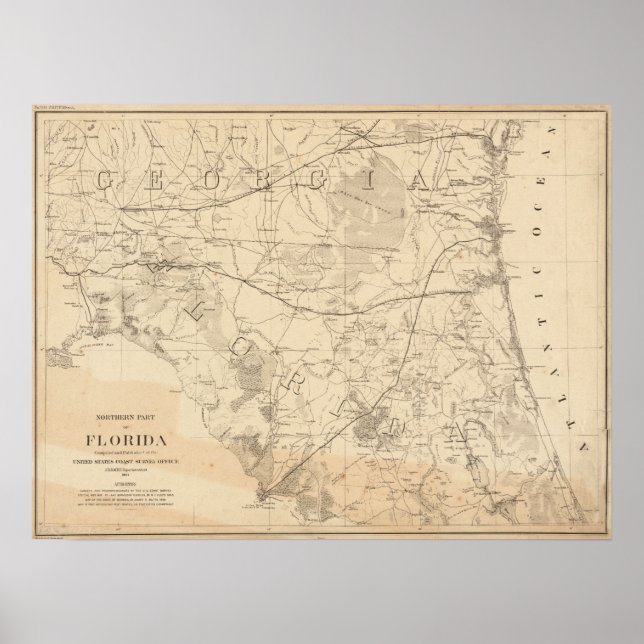 North Florida Vintage Karta Poster (Framsidan)