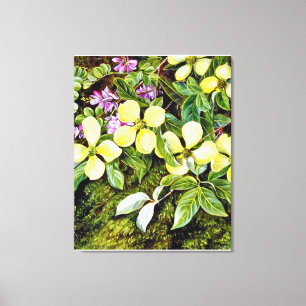 North - Flowers of a Dogwood and an Indigo Canvastryck