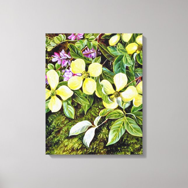 North - Flowers of a Dogwood and an Indigo Canvastryck (Framsida)
