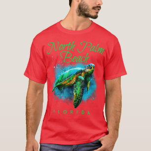North Handflatan Beach Florida Watercolor Sea Turt T Shirt