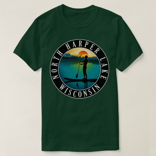 North Harper Sjö Wisconsin Paddleboarding T Shirt (Design framsida)