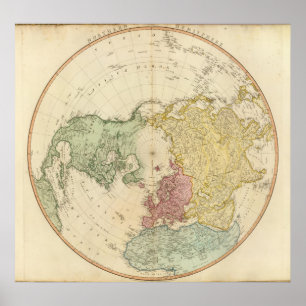 North Hemisphere karta Poster