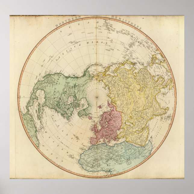 North Hemisphere karta Poster (Framsidan)