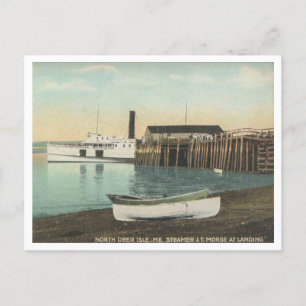 North Hjort Isle Maine, Steamer vid Dock, 1910 Vykort