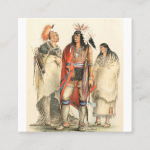 North Indian 1832 George Catlin Fyrkantigt Visitkort