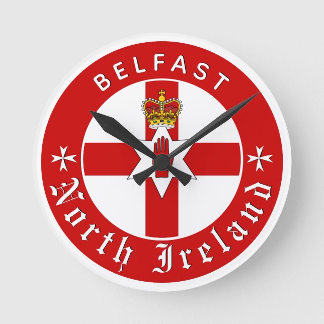 North Ireland Clock, Belfast, Irish Ulster Flagga Rund Klocka (Framsida)