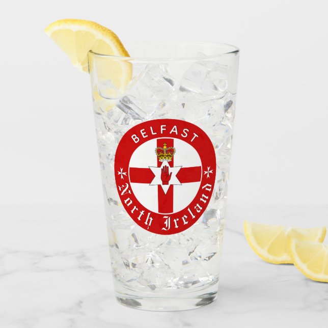 North Ireland Glass, Belfast, Irish Ulster Flagga Glaskopp (Framsida Ice)