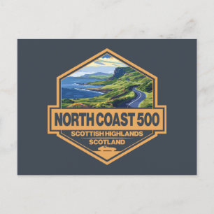 North Kusten 500 Scotland Travel Art Badge Vykort