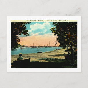 North Lagoon, Lincoln Park, Chicago Vintage Vykort