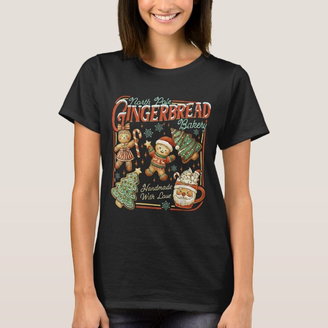 North Le Gingerbread Bakery Christmas  T Shirt (Framsida)
