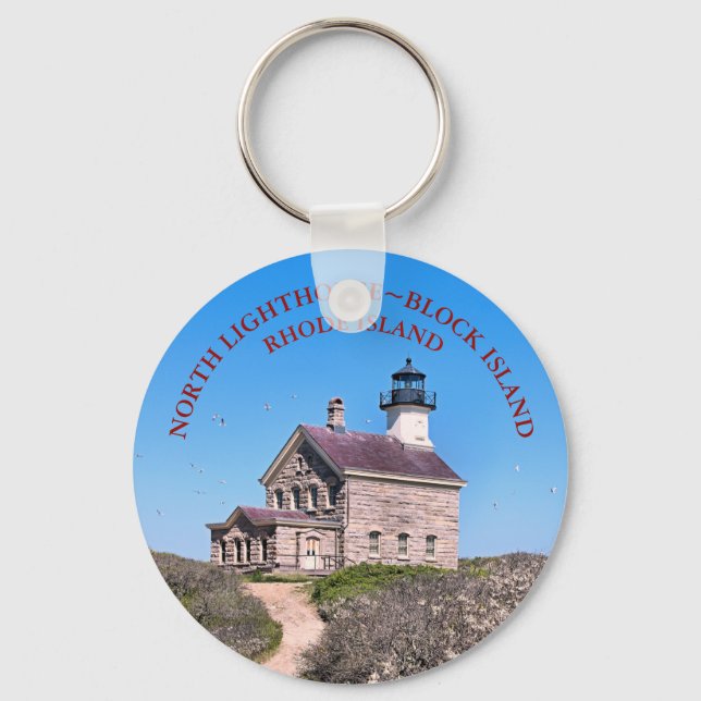 North Lighthouse, Block Island RI Keychain Nyckelring (Framsida)
