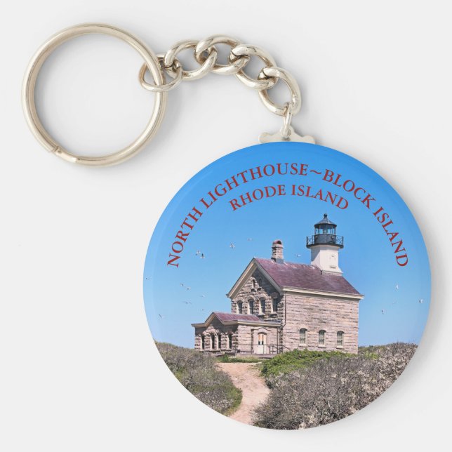 North Lighthouse, Block Island RI Keychain Nyckelring (Framsidan)