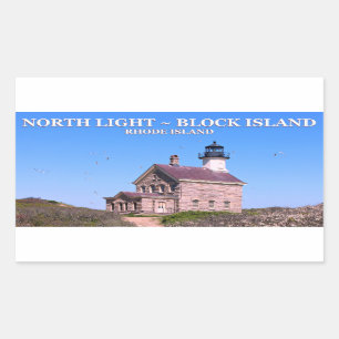North Lighthouse, Block Island RI Stickers Rektangulärt Klistermärke