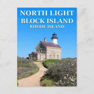 North Lighthouse, Block Island, RI-vykort Vykort